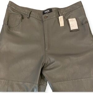 Trek NWT 40x32.5 Italian Leather Pants Super Soft Lamb Gray Mens $180 Retail